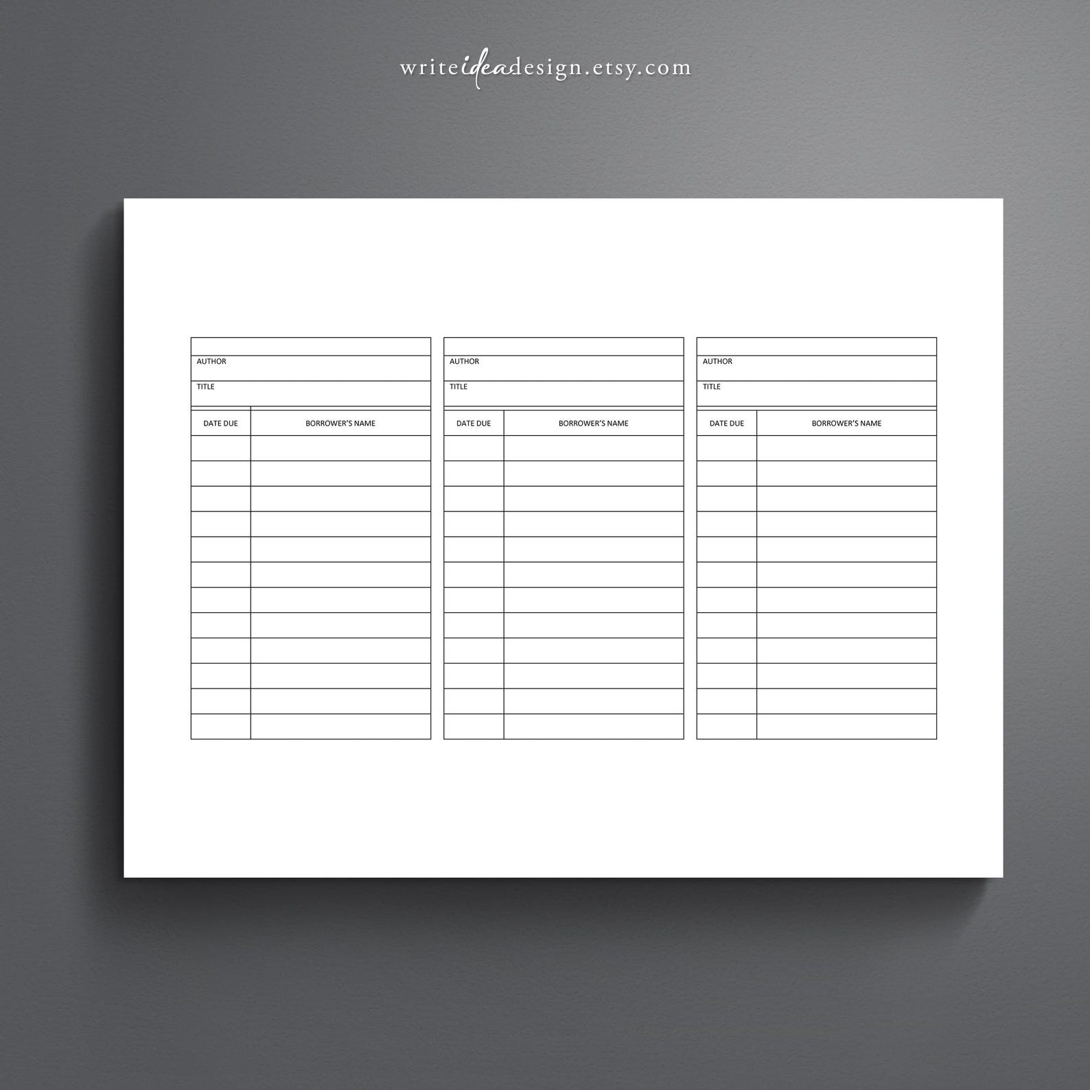 Printable Library Checkout Cards Scrapbook Project (digital Download