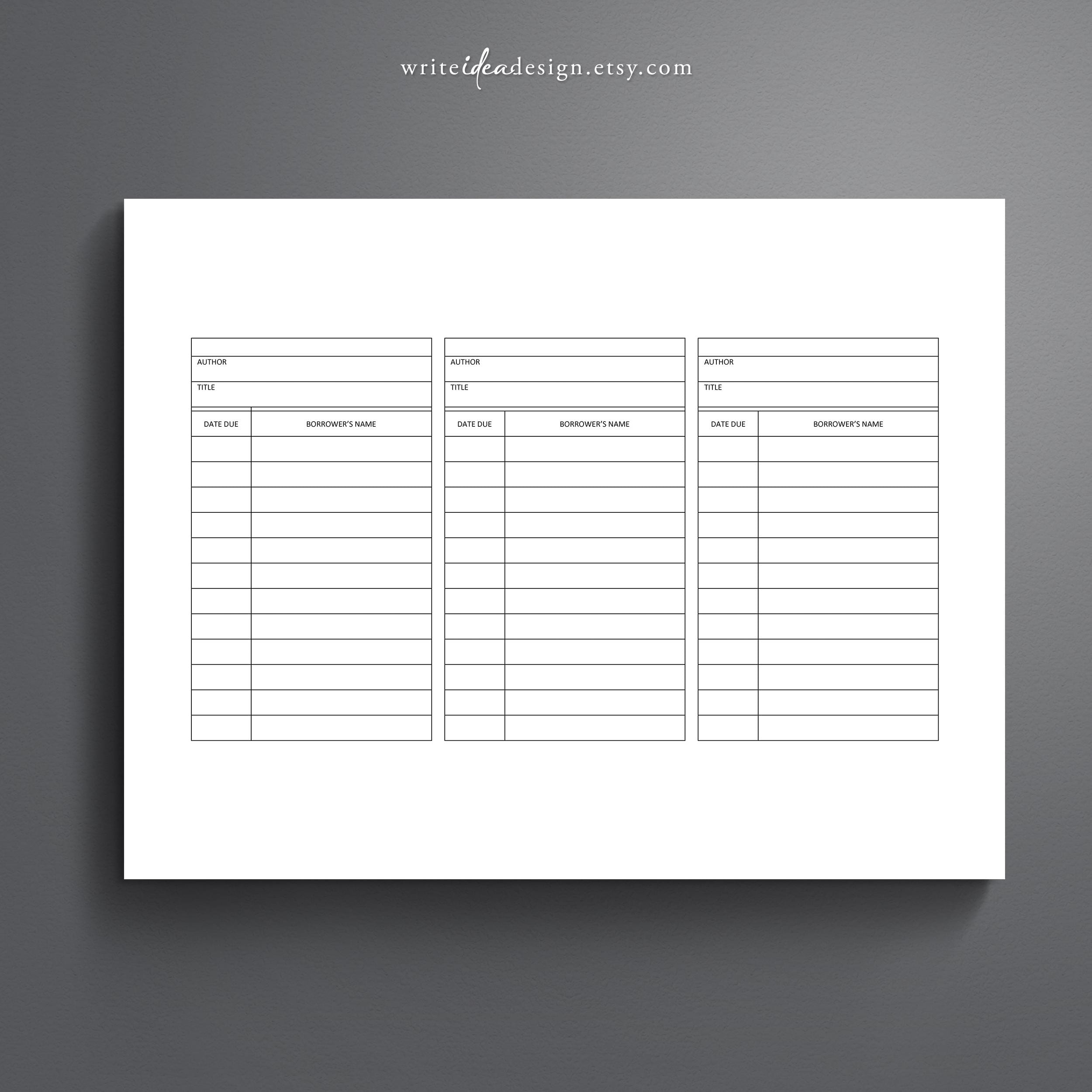 Printable Library Checkout Cards: Scrapbook Project (digital Download ...