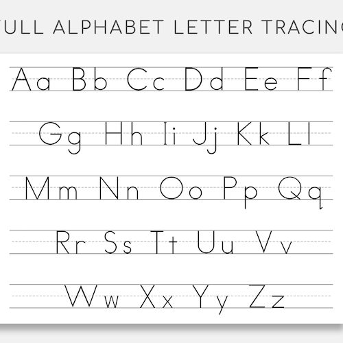 Alphabet Tracing Worksheet. Printable Trace the Alphabet. - Etsy