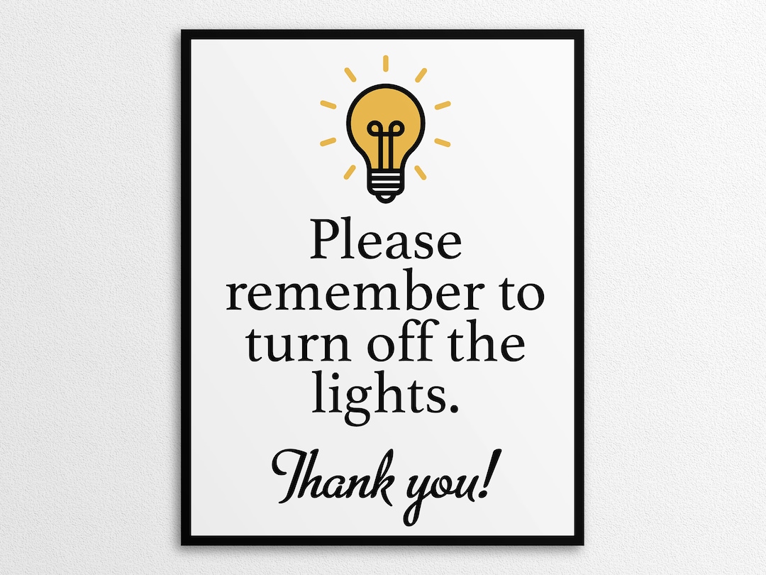 Before You Turn Off The Lights Michelle Printable Turn off Lights Sign in US Letter and A4 Sizes, Instant