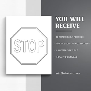 Printable Traffic Sign Coloring Pages Set. 36 Signs. PDF. Road Sign ...