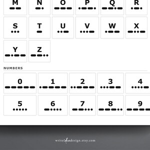 Pode incluir: Uma tabela de refer&ecirc;ncia branca com s&iacute;mbolos de c&oacute;digo Morse em preto para as letras M a Z e os n&uacute;meros 0 a 9. Cada caractere est&aacute; contido em uma borda quadrada preta fina com a sequ&ecirc;ncia de pontos e tra&ccedil;os impressa abaixo.