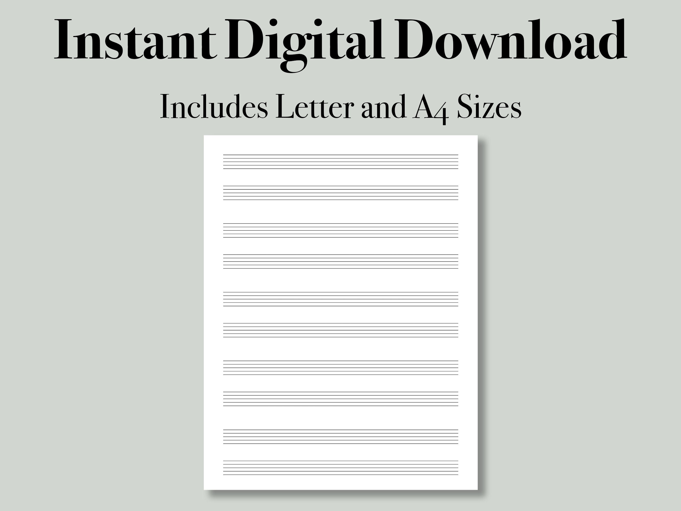 Printable Sheet Music for Letter/a4. Blank Sheet Music - Etsy UK