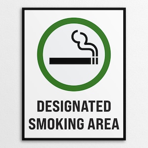 Printable Designated Smoking Area Sign in US Letter and A4 - Etsy