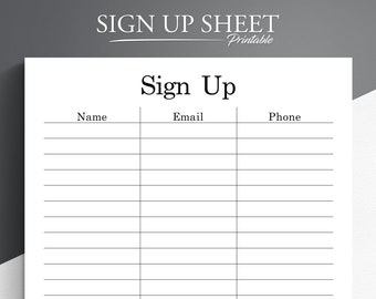 Printable Sign Up Sheet. Sign Up Template. Event Sign Up. Party Sign Up.