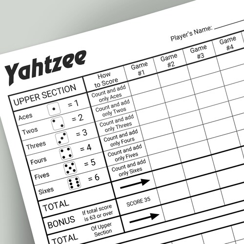 yahtzee score card yahtzee printable score card print your etsy sweden