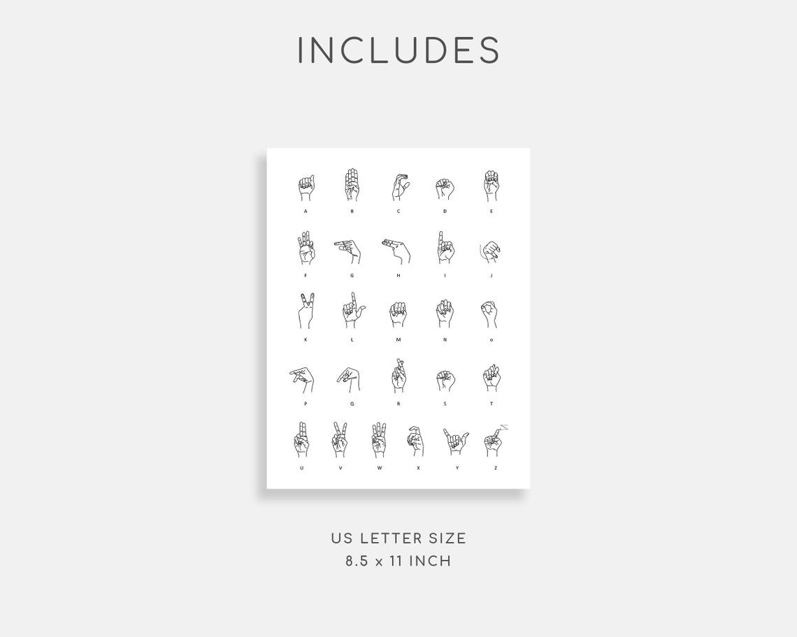 Printable Sign Language Sheet. ASL Alphabet Printable. Etsy