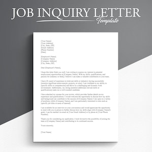 Plantilla de carta de consulta de empleo profesional. Documentos de Google/Microsoft Word. Carta de consulta de empleo. Correo electrónico de consulta de empleo.