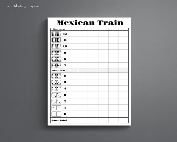 Carnet De Score Train Mexicain - 50 Feuilles Reliure Spirale, Papier épais, Pour Parties Dominos Pattes De Poulet