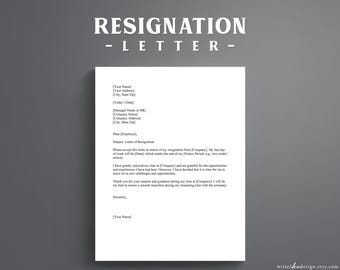 Professional Resignation Letter Template, Editable in Word or Google Docs