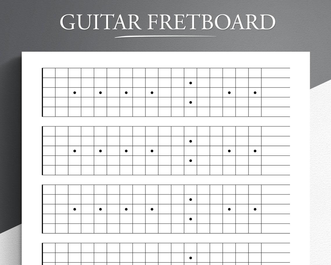 Printable Guitar Neck Diagram. Blank Guitar Fretboard. Blank Etsy