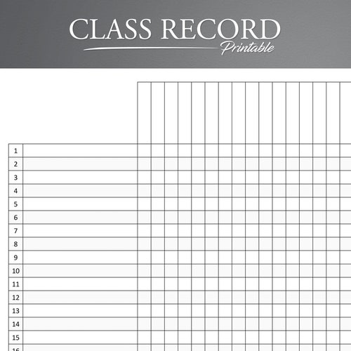 Printable Class Record Gradebook Template Teacher Grade Etsy
