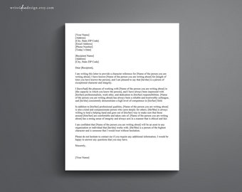 Character Reference Letter Template: Professional Design (Google Docs/Word)