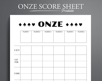 Printable Onze Score Sheet (PDF)