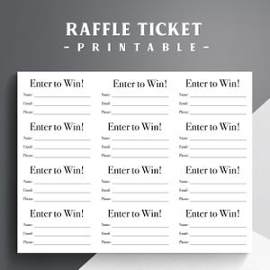 Printable Raffle Tickets PDF | 12 Per Page Template for Fundraisers, School Events, Charity Raffles, Carnivals & Office Giveaways