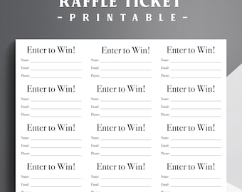 Printable Raffle Tickets PDF | 12 Per Page Template for Fundraisers, School Events, Charity Raffles, Carnivals & Office Giveaways