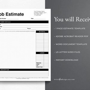 Job Sketch Estimate Form | Editable Estimate Template | Printable ...