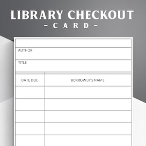 Printable Library Checkout Cards PDF + PNG | Book Checkout Template for Teachers, Students, Homeschool & Classroom Organization