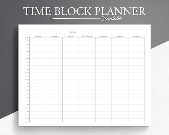 Printable Weekly Time Blocking Planner: 24 Hour Schedule (PDF)
