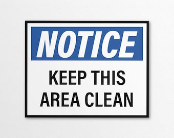 Printable Clean Area Sign