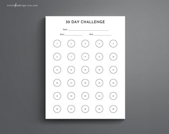 30 Tage Herausforderung zum Ausdrucken. 30-Tage-Tor-Tracker. Habit Tracker.