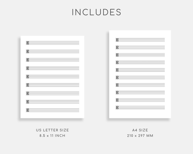 Printable Alto Clef Sheet Music for Letter/a4. Blank Music | Etsy