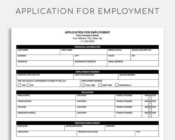 Job Application. Pdf/google Docs/microsoft Word. Employee - Etsy