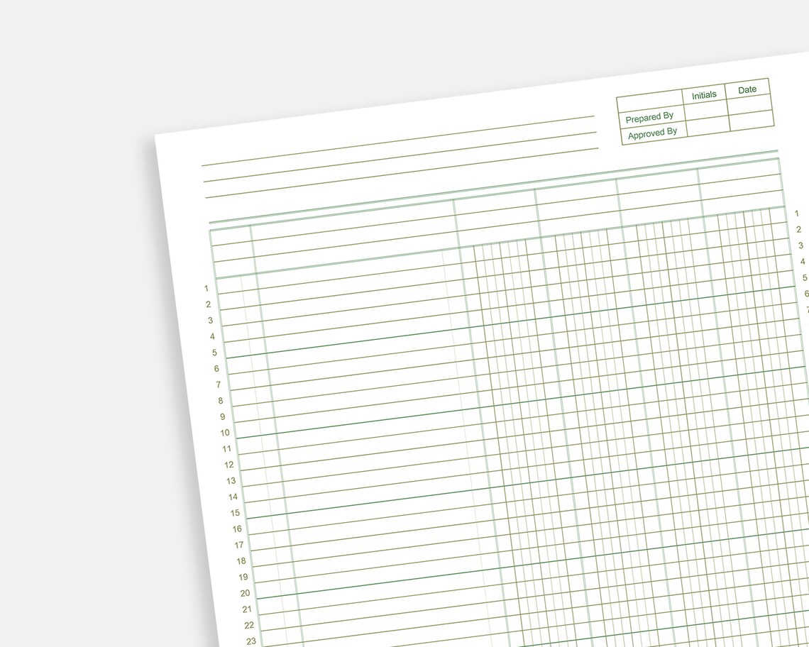 Printable Columnar Paper. Accounting Ledger. Digital Ledger Etsy