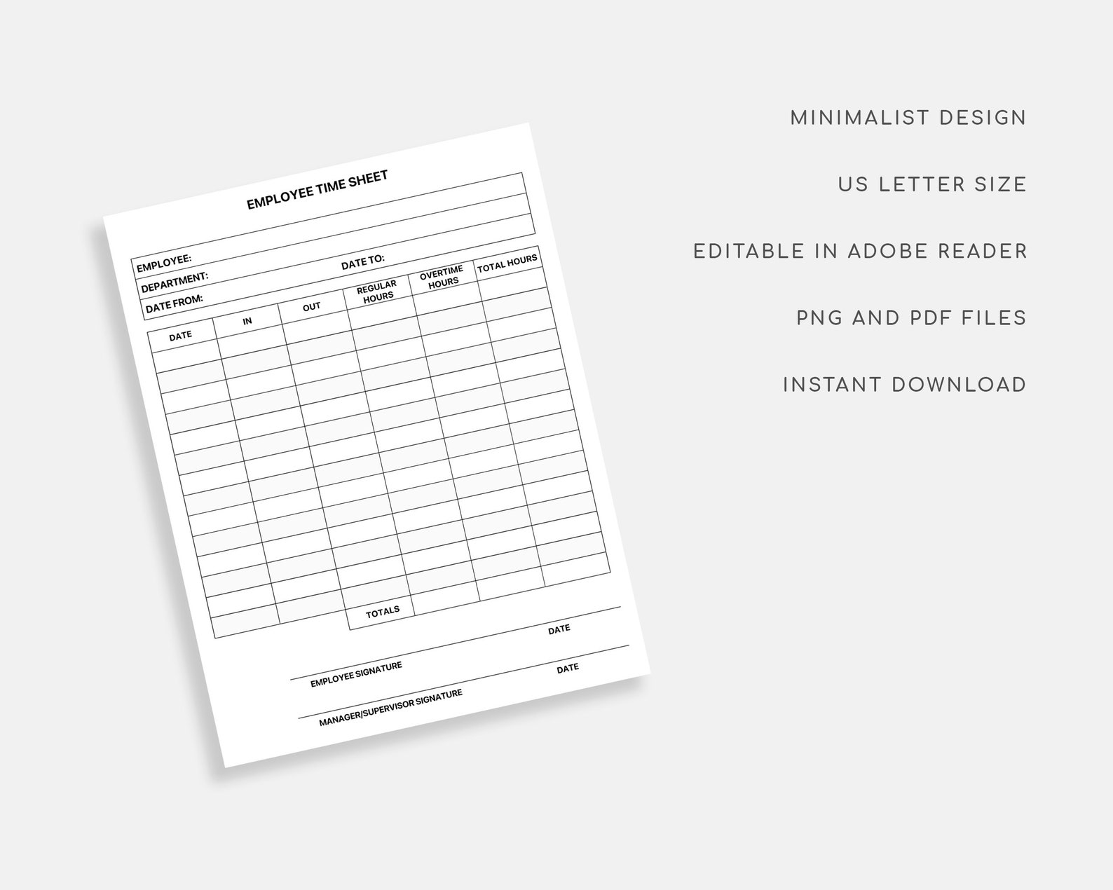 Employee Timesheet. Editable Timesheet. Printable Timesheet. Etsy
