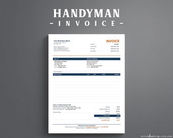 Handyman Invoice Template | Editable Microsoft Word | Service and Repair Invoice for Contractors
