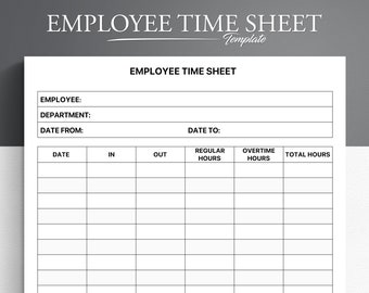 Employee Timesheet. Editable Timesheet. Printable Timesheet. Time Card. Time Tracker. Work Log. Timekeeping Sheet. Time Log.