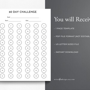 60 Day Challenge Printable. 60 Day Goal Tracker. Habit Tracker. - Etsy