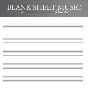 Druckbare Noten für Letter/A4. Blanko Noten zum Ausdrucken. Blanko Staff Papier. Notenpapier blanko.