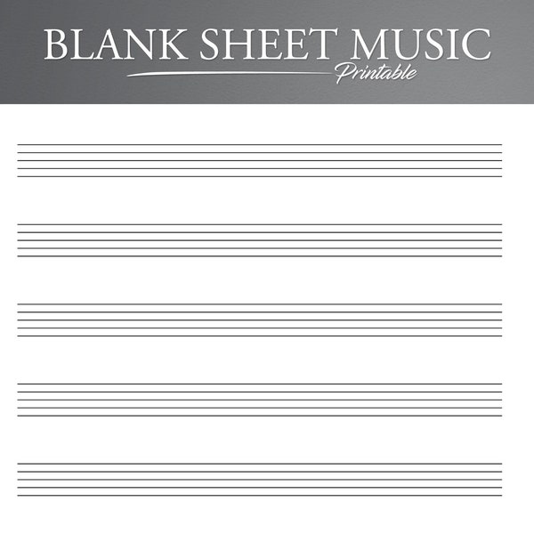 Printable Sheet Music for Letter/A4. Blank Sheet Music Printable. Blank Staff Paper. Blank Music Paper.