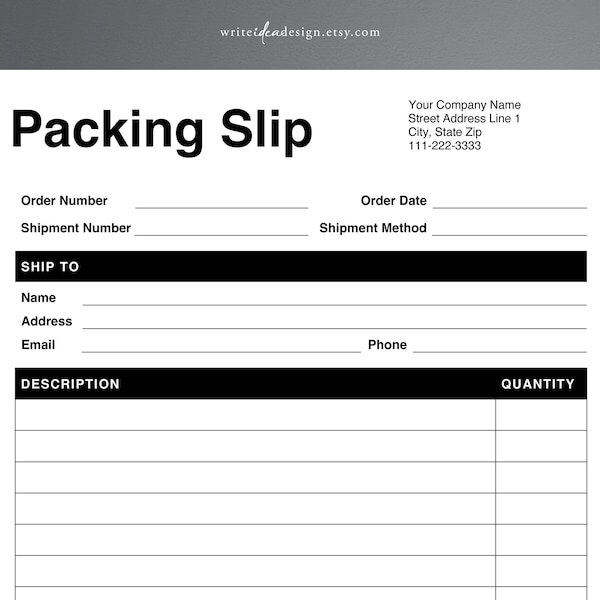 Packing Slip Form - Etsy