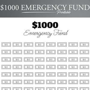 Emergency Fund Tracker. 1000 Emergency Fund Challenge. Savings Challenge. Savings Tracker.