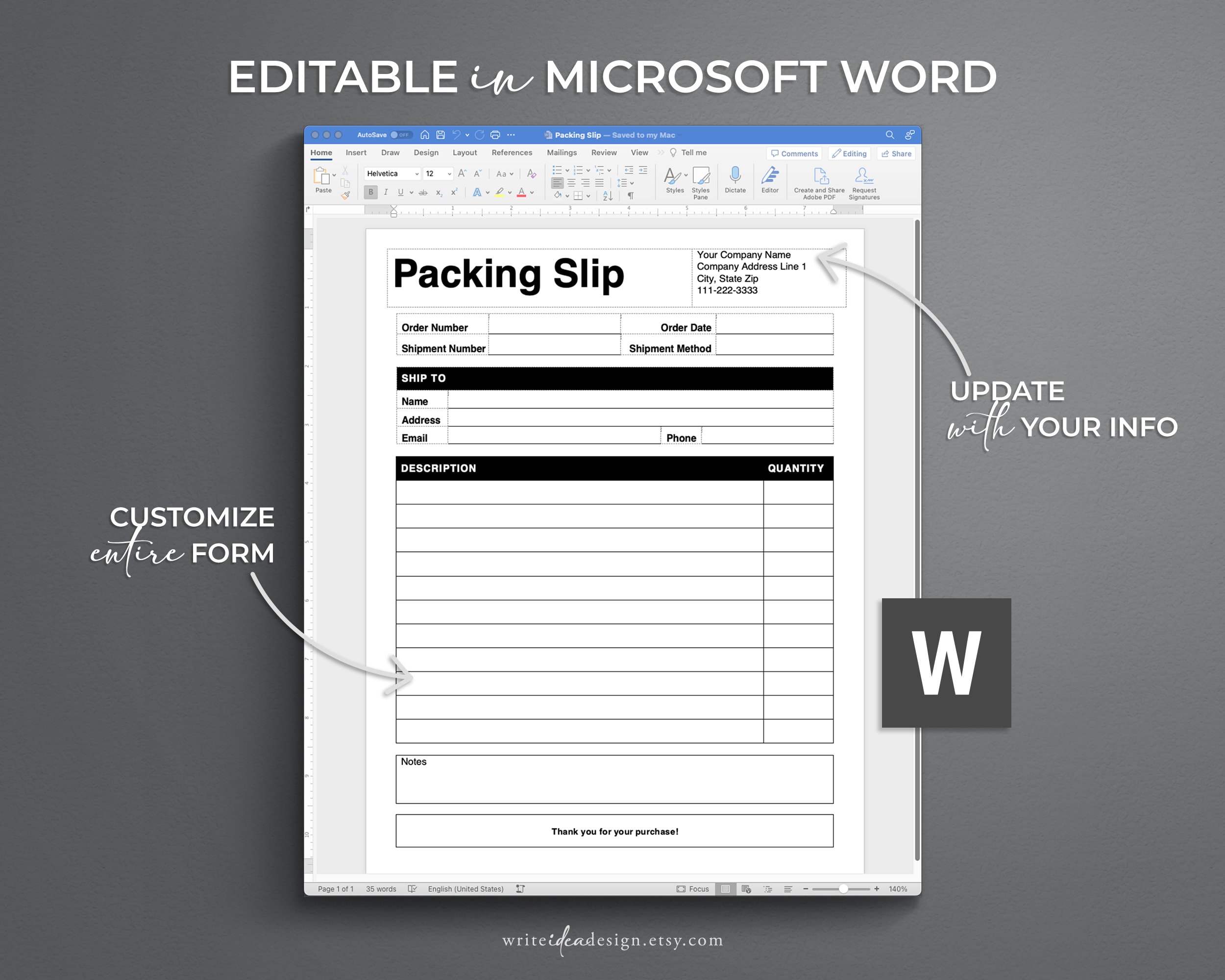 Packing Slip Example.pdf Editable Packing Slip Template: PDF, Google Docs, Word (8.5x11 US ...