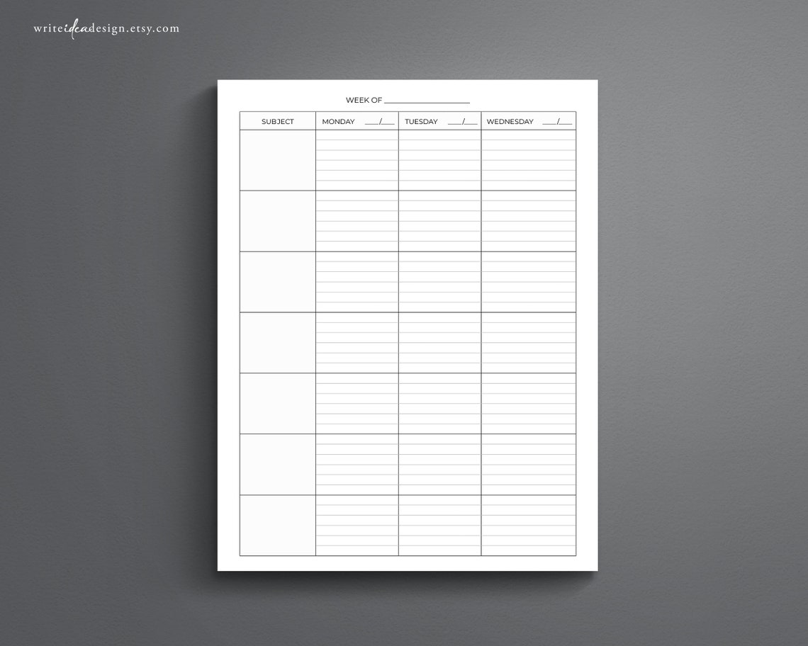Printable Teacher Lesson Plan Template, Weekly Planner (PDF) - Etsy