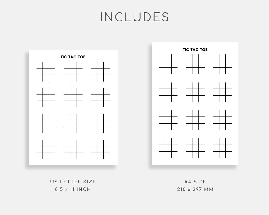 Printable Tic Tac Toe Game Printable Game Noughts And Etsy