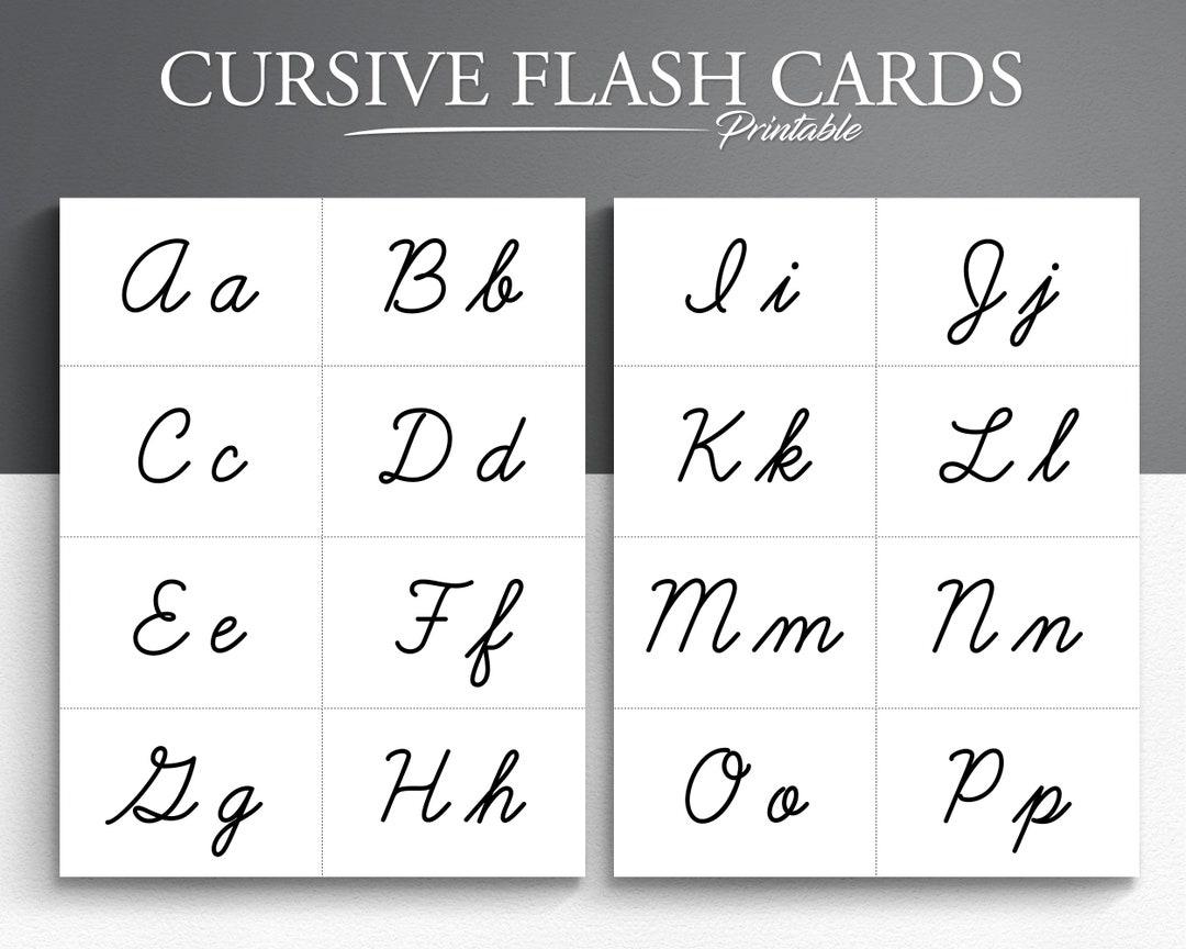 Cursive Alphabet Printable Flash Cards. Learn Cursive. Cursive Letters