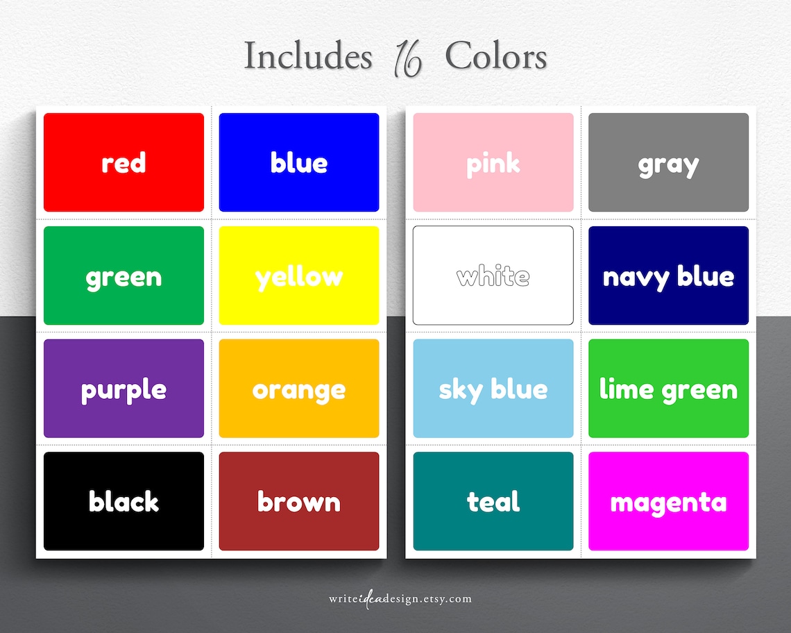 Printable Color Flash Cards. Printable Color Name Flash Cards. Etsy