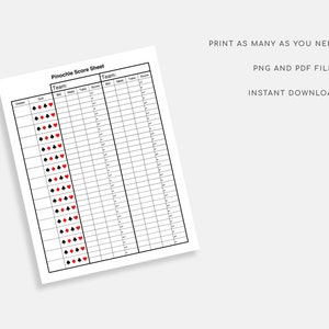 Pinochle Score Card. Printable Pinochle Score Sheet. Pinochle - Etsy