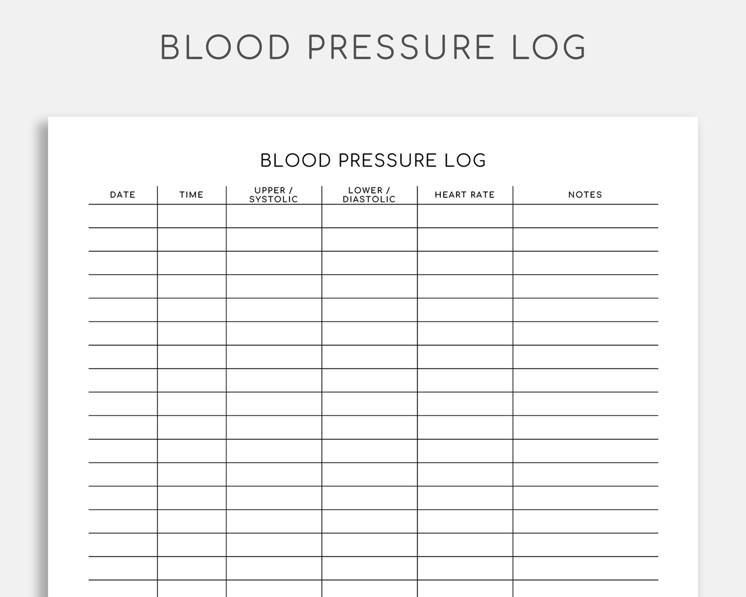 Blood Pressure Log Editable Printable Blood Pressure Tracker Etsy