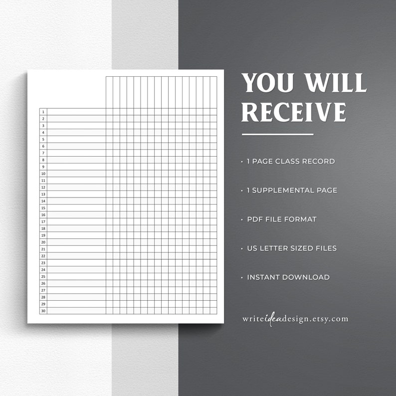Printable Class Record and Checklist. Class Gradebook. Teacher ...