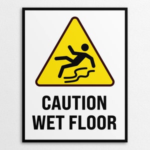 Printable Wet Floor Sign in US Letter and A4 Sizes, Instant Download PDF/PNG