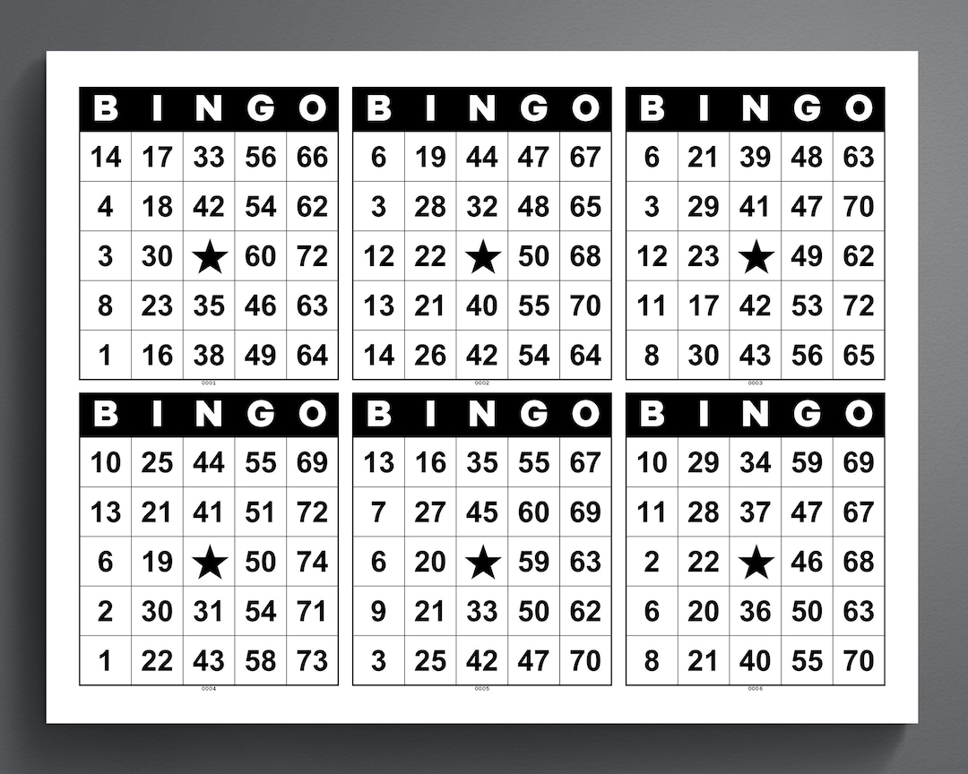 1800 Bingo Cards 6 Cards per Page. Printable Bingo Cards. - Etsy