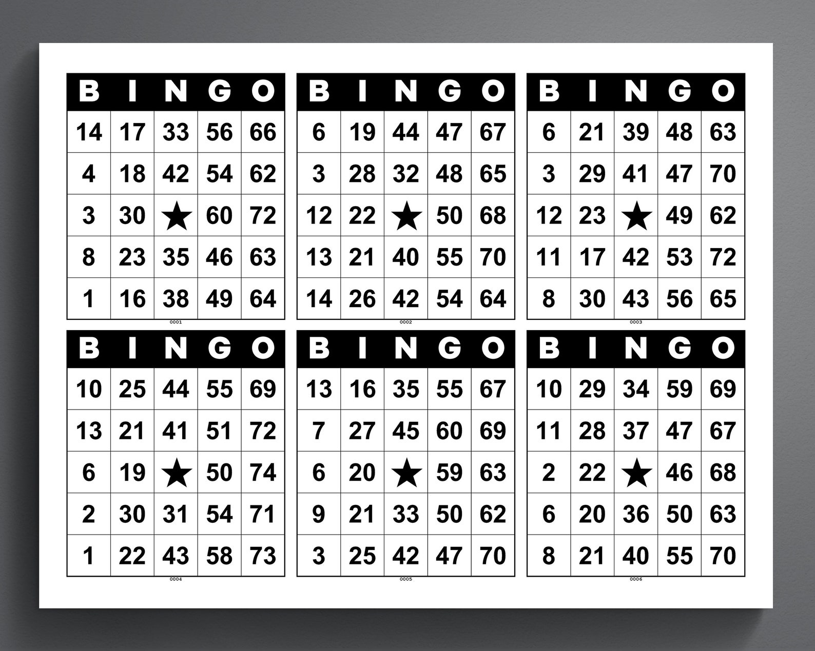 1800 Printable Bingo Cards: 6 per Page (US Letter) (PDF) - Etsy