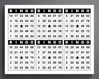 1800 Printable Bingo Cards: 6 Per Page (US Letter) (PDF)