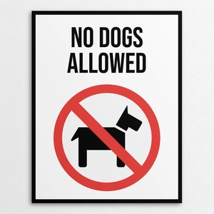 Afdrukbare borden zonder honden toegestaan in US Letter- en A4-formaten, Instant Download PDF