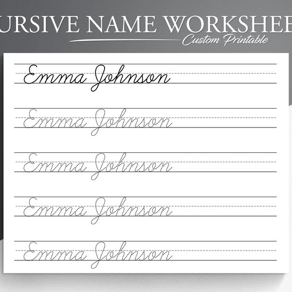 Personalized Cursive Name Tracing Sheet. Cursive Name Writing. Cursive  Name Worksheet. Learn to write cursive. Cursive Handwriting Practice